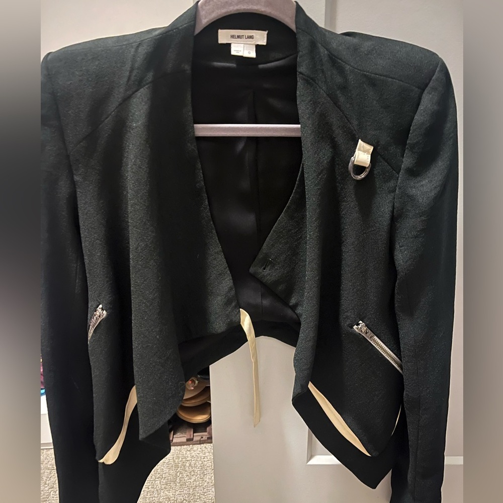 Women’s Helmut Lang Black Drap Buckle Blazer Jacket size 0